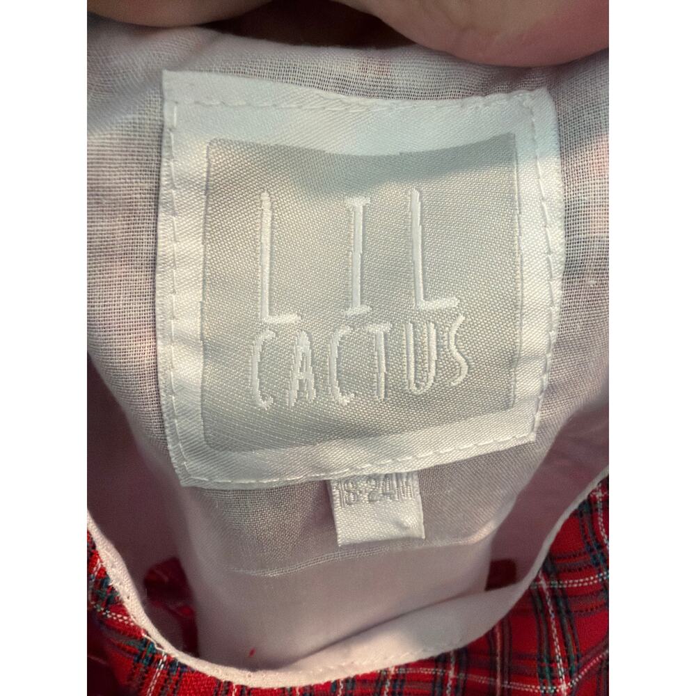 Lil Cactus 18-24 mths boys timeless plaid Christmas outfit one piece - Picture 3 of 3